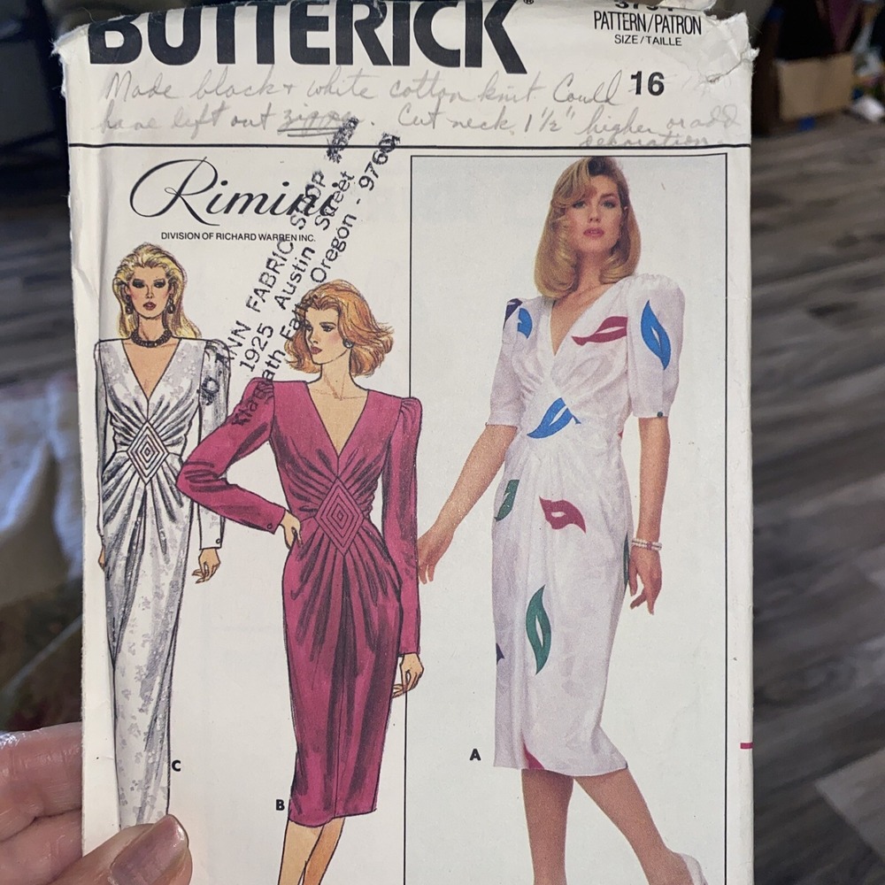 Vintage 1986 Butterick Dress Pattern 3794 Size 16 Uncut